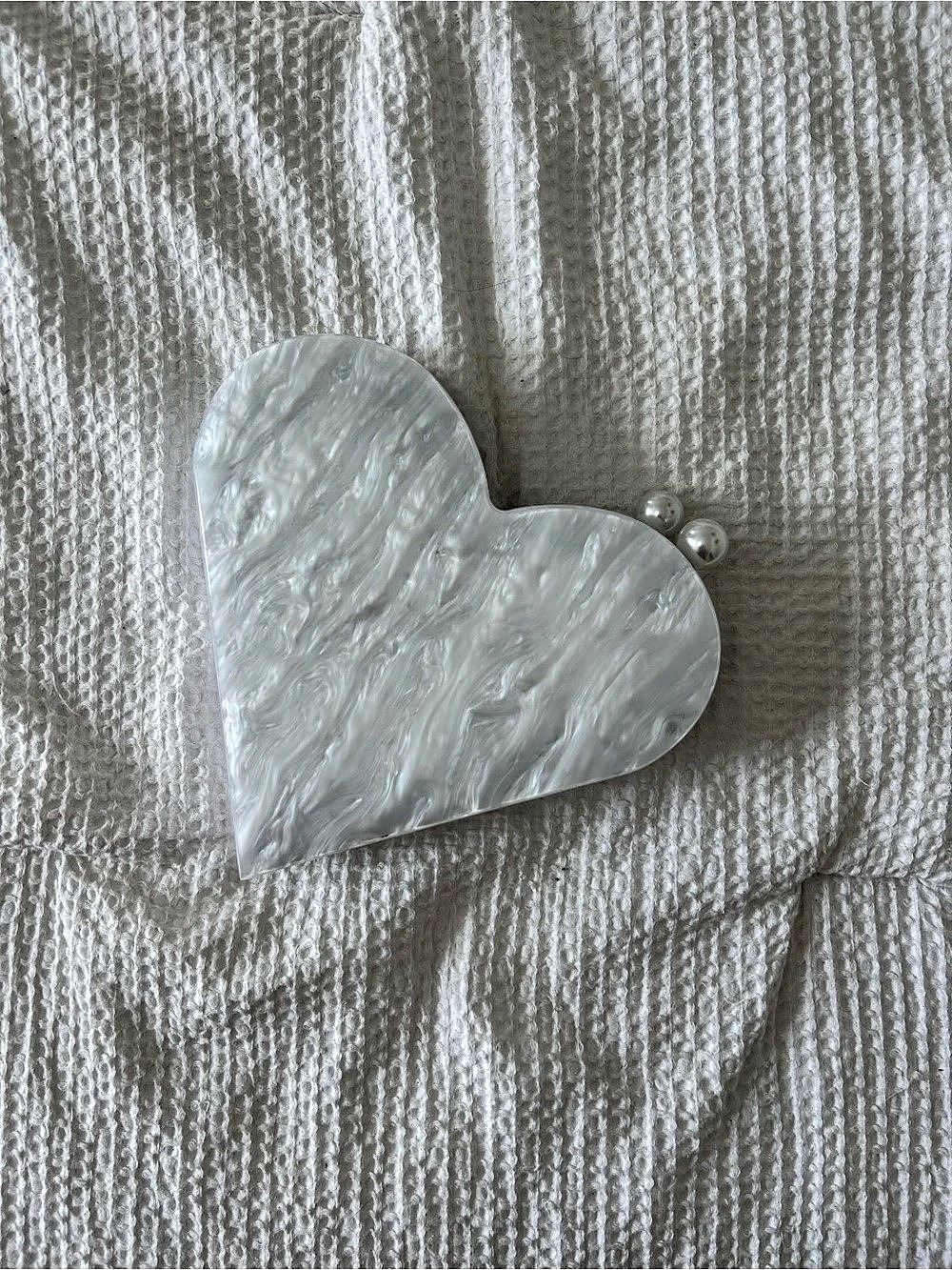 Heart-Shaped Clutch in White Like New